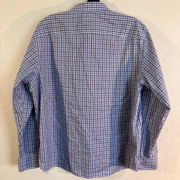 UNTUCKit Gingham Button Up Blue White Casual Dress Shirt - Picture 3 of 5